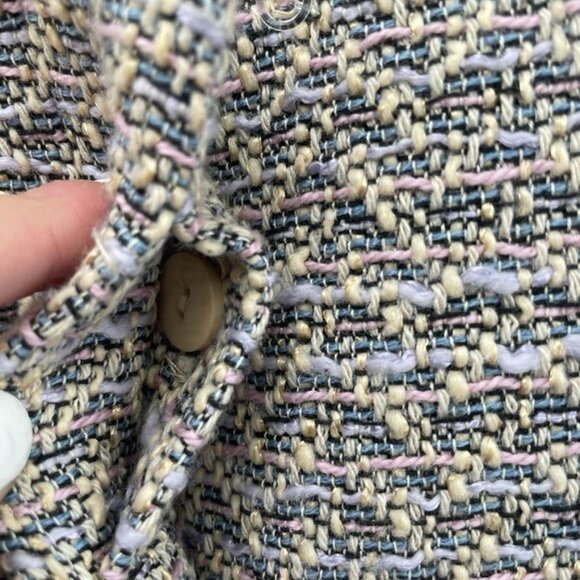 Talbots Blazer Skirt 2 Piece Suit Set Womens 4 Pink Multicolor Cotton Acrylic - Picture 6 of 12